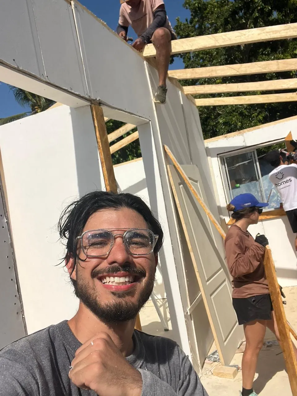Happy volunteer on site