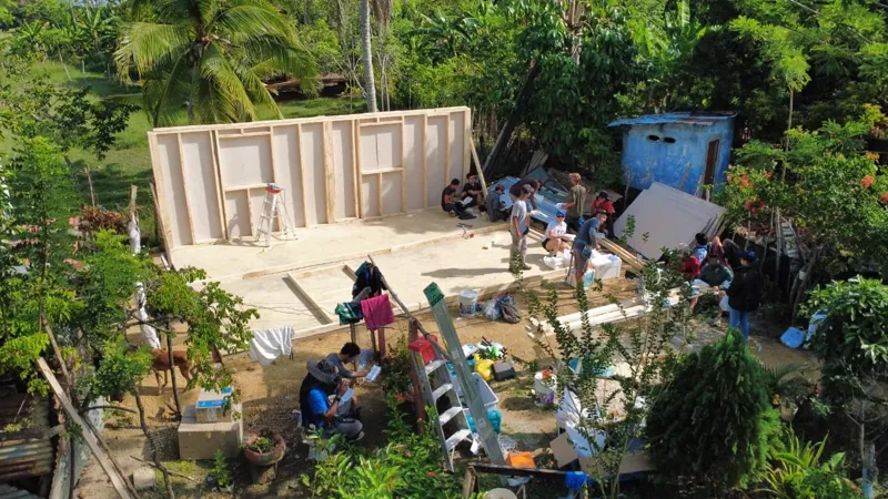 Aerial view of construction